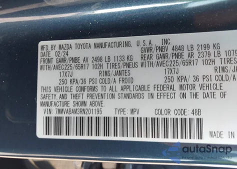 2024 Mazda Cx-50 2.5 S Select from USA, damaged, VIN 7MMVABAM3RN201195